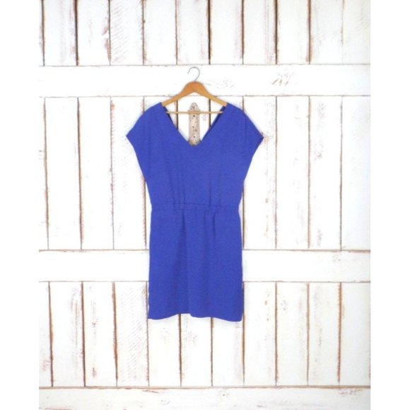 90s blue / purple open back knee length dress - Picture 1 of 5